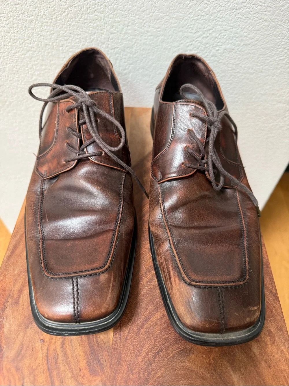 Via Spiga Men's Dark Brown Leather Derby Oxfords